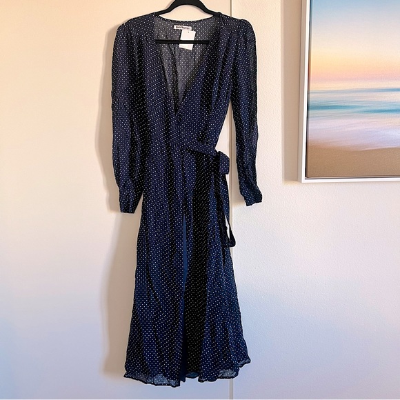 REFORMATION Susanna Polka Dot Print Midi Wrap Dress - Picture 6 of 7
